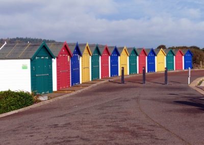 Beach Huts on Exmouth Beach Devon UK