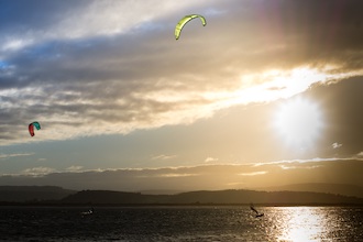 Kite surfing on Exmouth beach